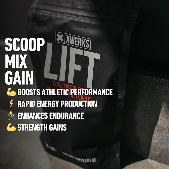 Xwerks Lift Creatine Monohydrate Powder Micronized and Unflavored with 80 Servings 5000mg 5g Per Scoop Highly Soluble Pre Workout Creatine for Women and Men Muscle Power and Training Endurance