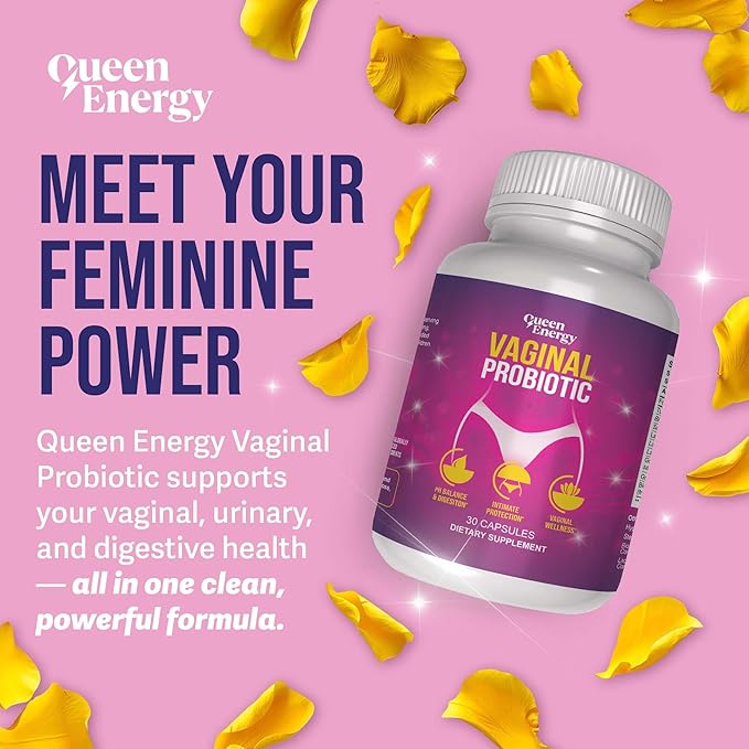 Queen Energy Vaginal Probiotic – Supports pH Balance Odor Control &amp Digestive Health – 30 Capsules