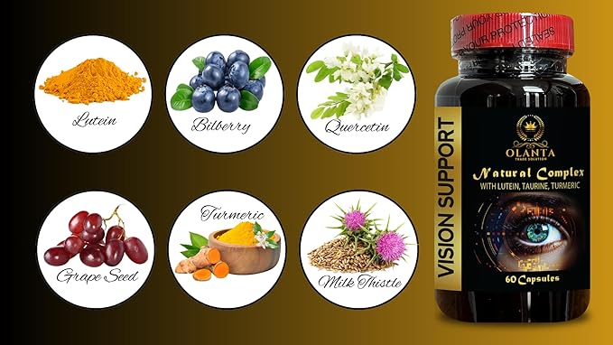 healthy eyes with lutein - VISION SUPPORT NATURAL COMPLEX - vision supplements bilberry supplement taurine complex antioxidants and vitamins Eye Vitamin Ingredients - 1 Bottle