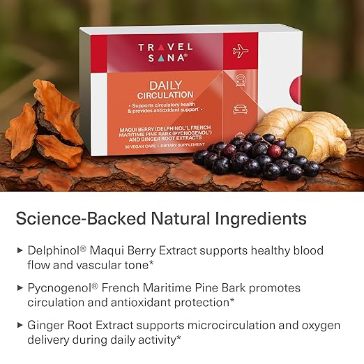 Daily Circulation | Super Antioxidants Supplement &amp Daily Circulatory Support | Maqui Berry (Delphinol) French Maritime Pine Bark (Pycnogenol) Ginger Root Extracts | 30 Servings
