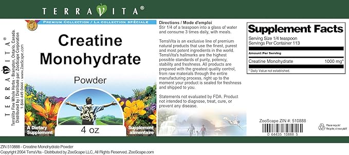 Terravita Creatine Monohydrate Powder (4 oz ZIN: 510888)