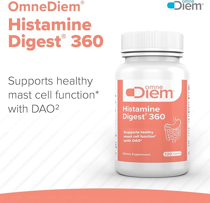 Omne Diem Histamine Digest 360 - DAO Enzyme - Diamine Oxidase &amp Vitamin B6 for P5P - 120 DR Capsules