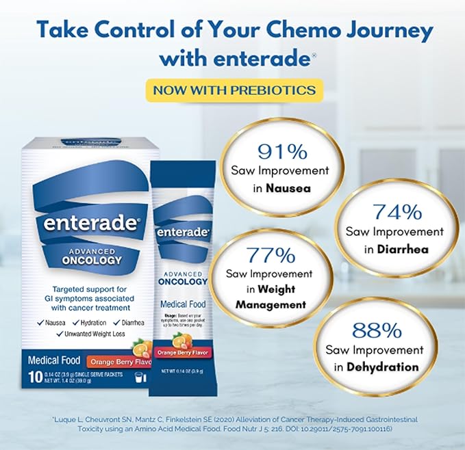 enterade® Advanced Oncology Powder Packets - Specially Formulated to Decrease GI Side Effects – Orange Berry 10 Single-Serving Powder Packets