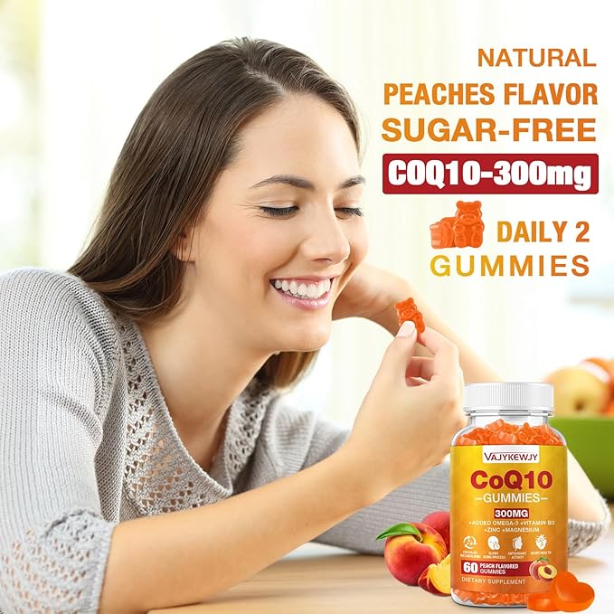 2 Pack CoQ10 Gummies 3000 mg - Plus Omega-3 Vitamin B3 &amp Zinc High Absorption Coenzyme Q10 Supplements for Cellular Energy &amp Antioxidant Support Vegan 120 Count