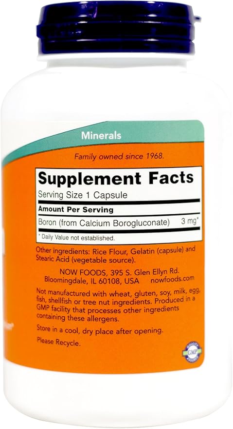 NOW Boron 3 mg 250 Capsules (Pack of 2)
