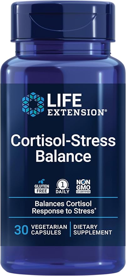 Life Extension Cortisol-Stress Balance Relora® Magnolia bark Green Tea Lychee Extract Manage Stress Maintain Healthy cortisol Levels Gluten Free Non-GMO Vegetarian 1-Daily 30 Capsules