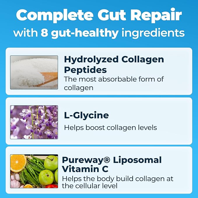 Happy Mammoth Complete Gut Repair Probiotic Prebiotic Fiber &amp Collagen Supplement for Gut Health Digestion Healthy Gut Microbiome Reduces Constipation &amp Bloating 24 Servings Vanilla Flav