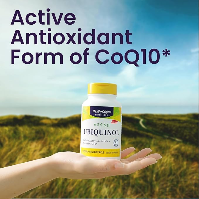 Healthy Origins Vegan Ubiquinol (Active Form of CoQ10) 100 mg - Kaneka Ubiquinol Supplements for Heart Health &amp Antioxidant Support - Gluten-Free &amp Non-GMO Supplement - 150 Veggie Gels