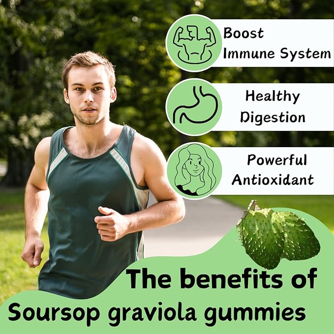 Soursop Graviola Gummies | 2000mg Soursop Leaves Extract for Digestive Cell Support Immune Support and Antioxidant | High-Absorption | Soursop Fruit for Adults | Non-GMO Vegan 120 Gummies
