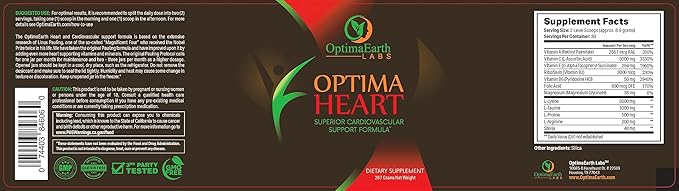 Optima Heart - High Potency 3000mg Vitamin C &amp 3000mg Lysine per Serving - Advanced Dietary Supplement for General Health &amp Wellness - Inspired by Linus Pauling Research