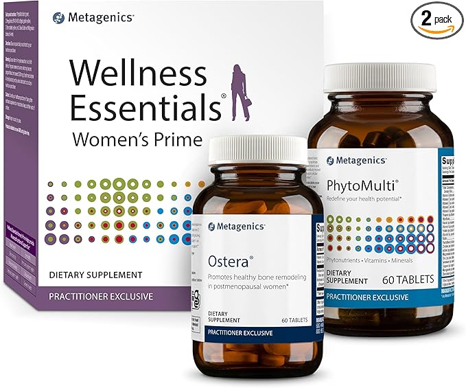 Metagenics Ostera - 60 Tablets PhytoMulti Without Iron - 60 Tablets and Wellness Essentials Women's Prime - 30 Count