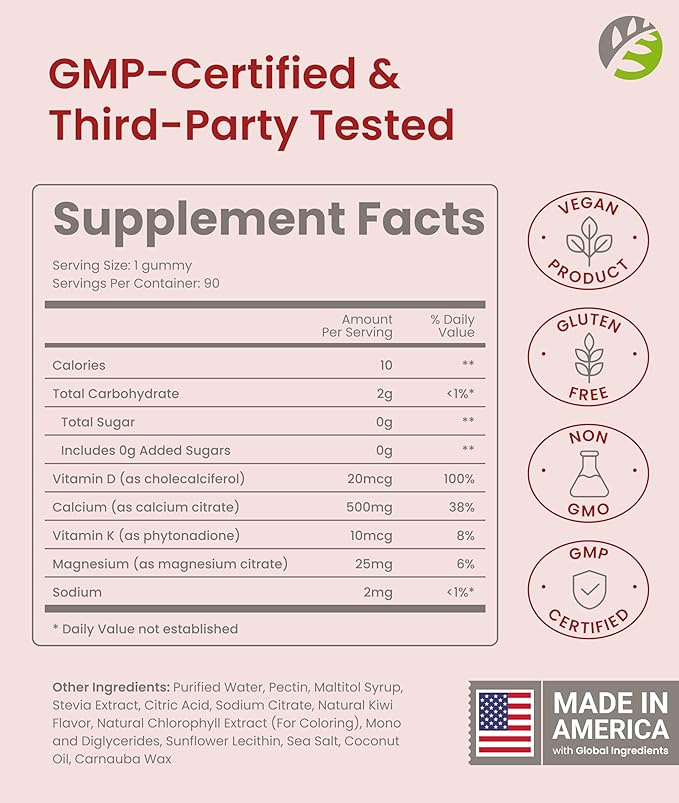 BariSlim Bariatric Calcium Gummies - Specially Formulated Bariatric Vitamins for Patients After Weight Loss Surgery - Supports Energy Levels &amp Bone Health | Strawberry (90 Vegan Gummies)