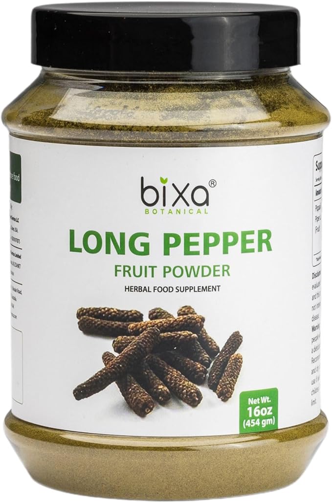 bixa BOTANICAL Long Pepper Powder| Pippali (Piper Longum) | Ayurvedic Supplement &amp Meat Seasoning | Strong Aroma Steam Treated Vegan Non GMO &amp 100% Pure | 1 lb / 16oz