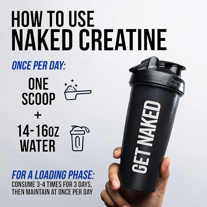 NAKED Pure Micronized Creatine Monohydrate 100 Servings + Pure L-Glutamine 240 Capsules Bundle: Vegan Non-GMO Gluten Free. Minimize Muscle Breakdown &amp Improve Protein Synthesis. Nothing Artifici