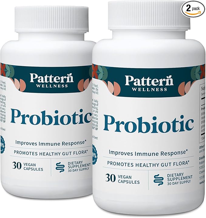 Pattern Wellness Probiotic Supplement - 51 Billion CFU - Supports Digestive Balance &amp Gut Wellness - Mindfully Sourced Non-GMO - 60 Vegan Capsules