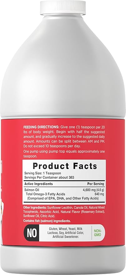 Horbaach Norwegian Salmon Oil for Dogs (64oz) | Supports Healthy Skin and Coat | with Omega 3 EPA &amp DHA | Liquid Pet Supplement | Non-GMO Gluten Free