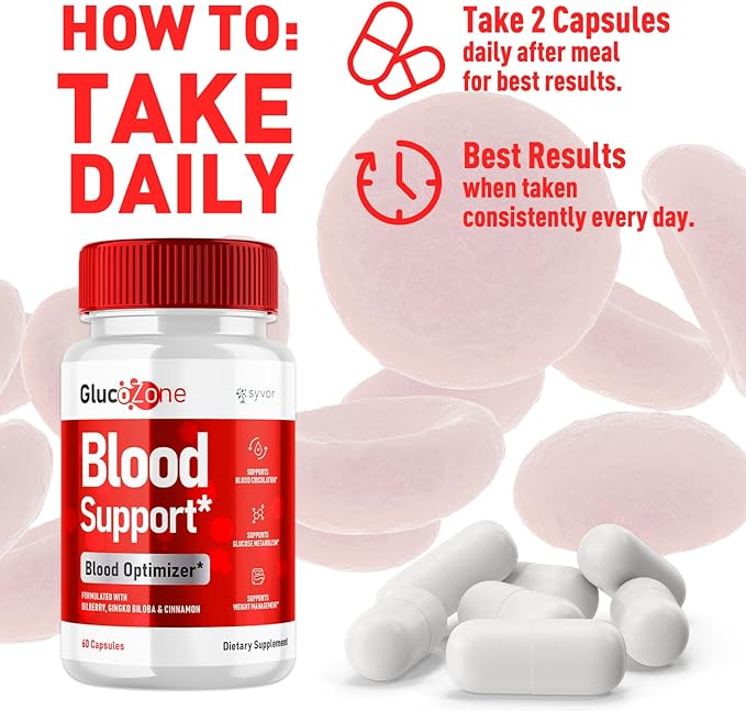 (2 Pack) GlucoZone Capsules Official GlucoZone Blood Support Pills with All Natural Ingredients Advanced Formula Blood Optimizer Supplement with Max Strength Vitamins for Women &amp Men (120 Capsul