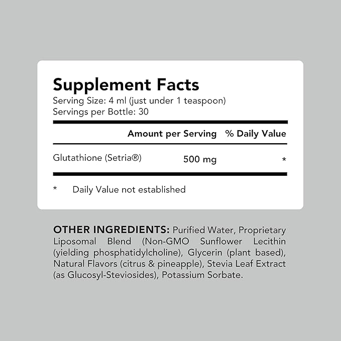 AMANDEAN Liposomal Glutathione Supplement. Liquid Reduced Setria 500mg. Immune Cellular &amp Skin Health Liver Detox. Non-GMO Sunflower Lecithin Phosphatidylcholine. Soy-Free (Packaging May Vary)