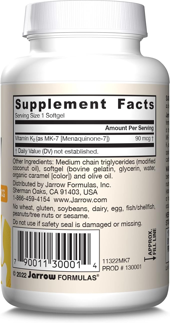 JARROW FORMULAS MK-7 Vitamin K2 Softgels 90 mcg 60 CT