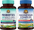 Vitalitown Probiotic + Magnesium Bundle (Pack of 2) | Probiotics 120 Billion (Item 1) &amp 6-in-1 Magnesium Complex (Item 2) | Gut Bone Muscle Sleep Health | Vegan | 30 Capsules &amp 120 Capsules