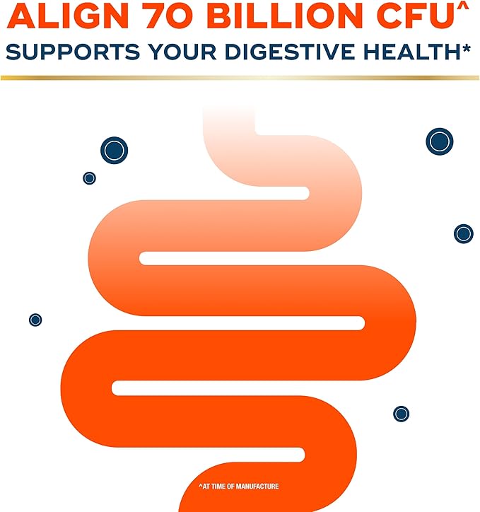 Align Probiotic 70 Billion CFU 6 Strain Blend Probiotics for Women and Men Daily Probiotics for Digestive Health Helps Relieve Occasional Bloating &amp Gas 30 Capsules