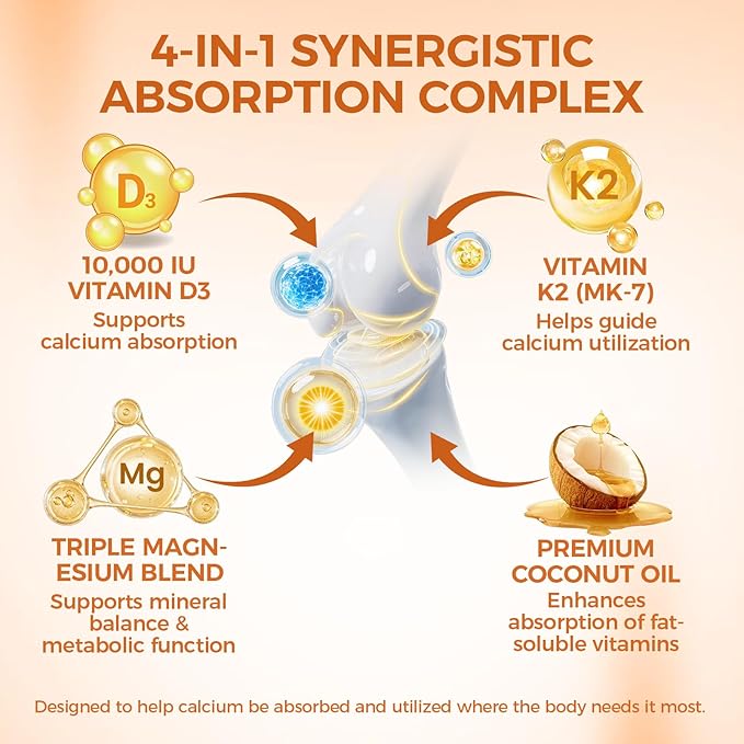 Vitamin D3 K2 Magnesium Complex Extra Strength Wellness D3K2 with Triple Magnesium &amp Coconut Oil for Maximum Absorption Support Bone &amp Immune Health Non-GMOEasy to Swallow 200 Softgels