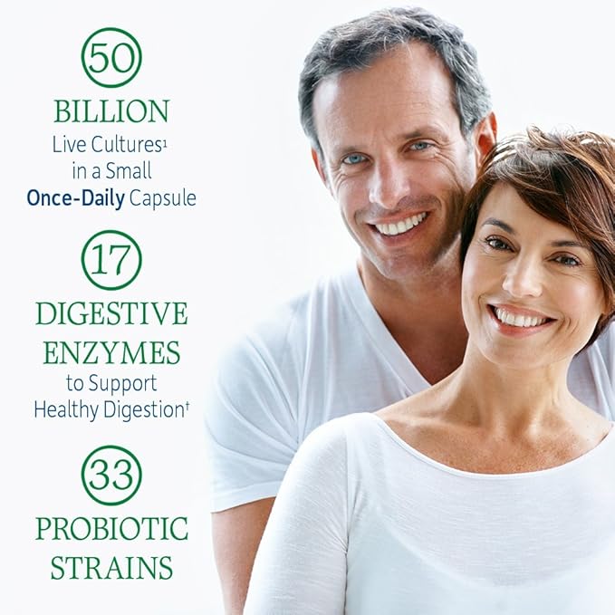 Garden of Life Probiotics for Women and Men - Raw Probiotics Colon Care 50 Billion CFU and Enzymes Shelf Stable Once Daily Acidophilus Probiotic for Regularity and Immune Health Support 30 Capsules