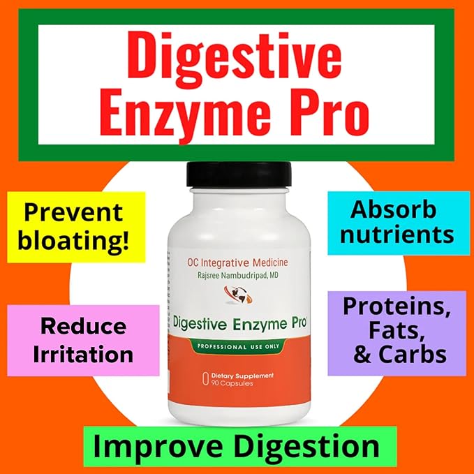 Digestive Enzyme Pro by Dr. Rajsree MD | Full Spectrum Digestive Enzyme Support for Gas Bloating &amp Indigestion | with Betaine Pepsin Ox Bile &amp Pancreatin | 90 Capsules