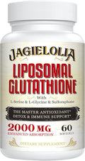 Liposomal Glutathione 2000 mg with L-Serine L-Glycine &amp Sulforaphane – Active L-Glutathione Unique Formulation to Enhance Absorption - Master Antioxidant Detoxifying &amp Immune | 60 Softgels