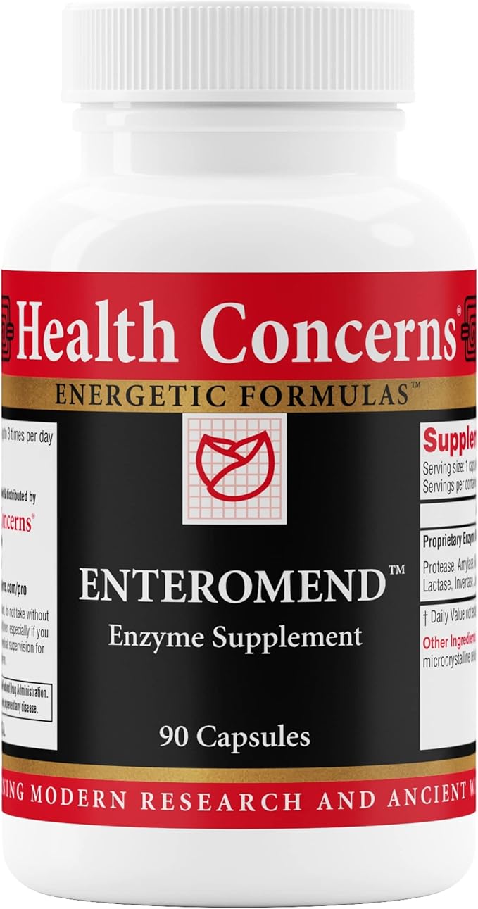 Health Concerns Enteromend – Digestive Enzyme Supplement for Gut Health Bloating &amp Food Sensitivity Relief – Intestinal &amp Digestive Support – Protease Amylase Lactase &amp Peptidase – 90 C