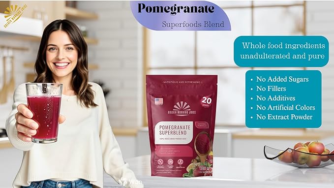 Pomegranate Superblend 100% Freeze Dried Powder Juice Pomegranate Avocado Kale Beets Banana Monk Fruit No Sugar added.