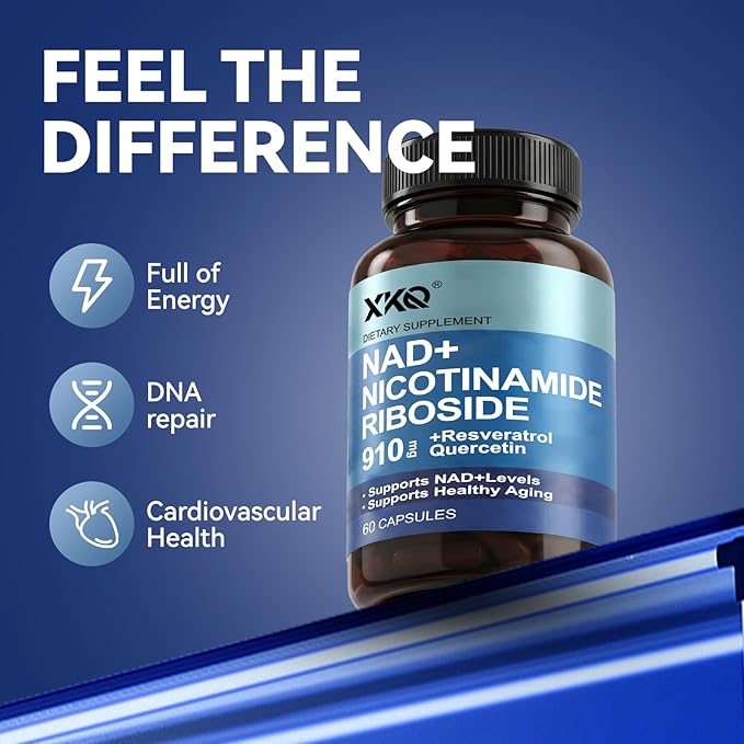 XKQ NAD Supplement Liposomal NAD with Resveratrol｜NMN Supplement | NAD+ Supplement Resveratrol for Men &amp Women | NAD Plus Supplement 910mg60 ServingsTake 2 Daily
