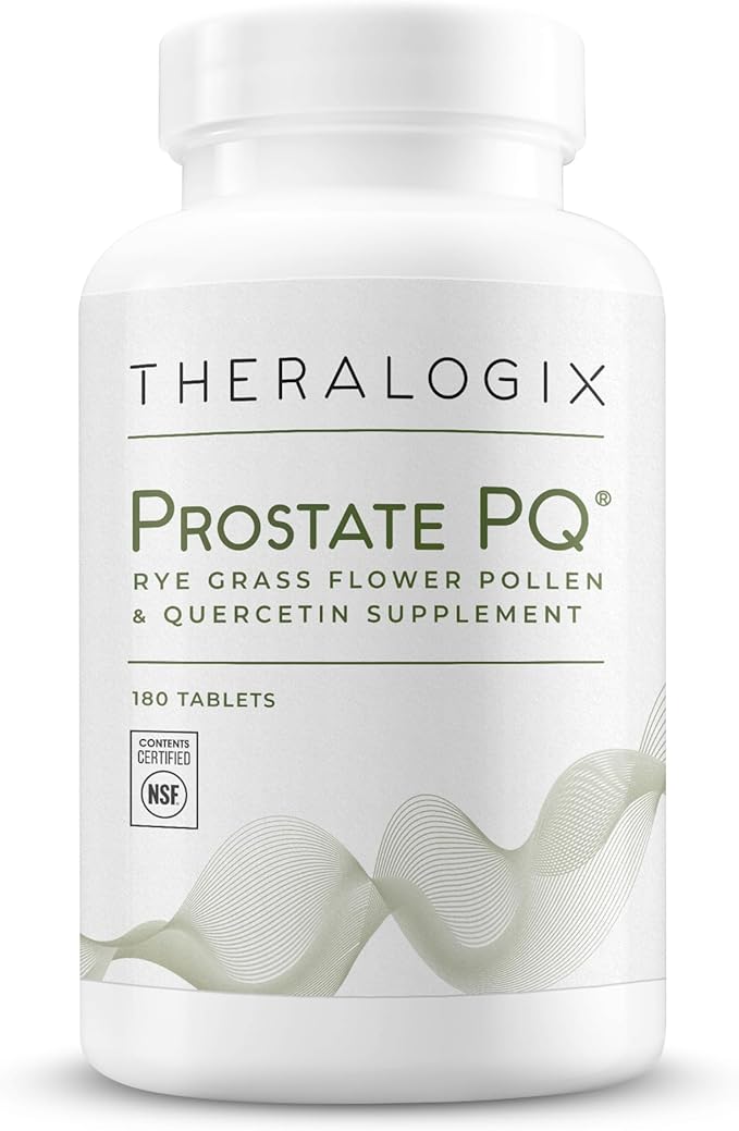 Theralogix Prostate PQ - Rye Grass Pollen Extract &amp Quercetin Supplement - 90-Day Supply - Antioxidant Support for Prostate &amp Pelvic Health &amp Urinary Tract Function* - NSF Certified - 180