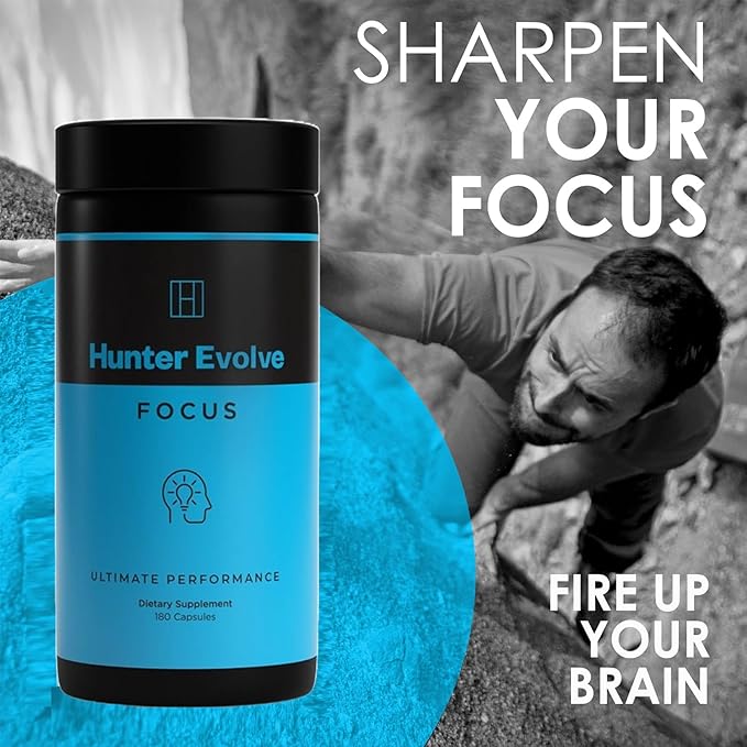 Genuine Hunter Focus Premium Nootropic Brain Supplement for Memory and Focus - US Made with All Natural Ingredients Incl L-Theanine Bacopa Monnieri &amp Lion's Mane