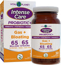 Vital Planet - Intense Care Gas &amp Bloating Probiotics Prebiotics Postbiotics Parabiotics 4-in-1 Refrigerated Supplement for Adults 65 Billion CFU 65 Strains Digestive and Immune 30 ct