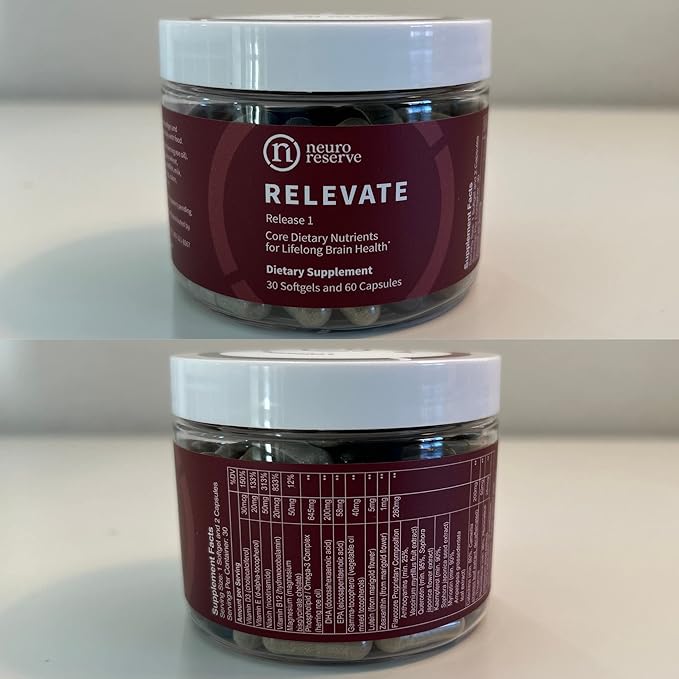 RELEVATE Brain Health Supplement Memory Focus Energy Sleep Eyes &amp Healthy Aging Doctor Formulated Quercetin Lutein Magnesium Glycinate Omega 3 DHA EPA Vitamin B12 B3 D3