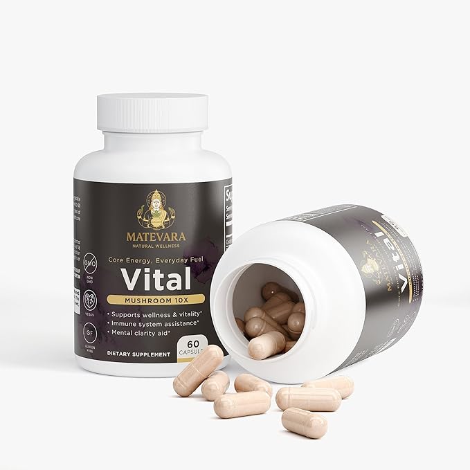 Vital Mushroom Complex Blend|Immune &amp Focus Support Capsules | 60 Count