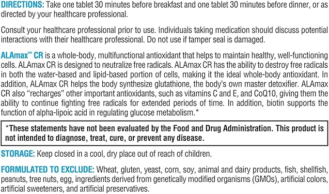 XYMOGEN ALAmax CR - Alpha Lipoic Acid 600mg Tablets - ALA Supplement with Biotin - Support Healthy Antioxidant Activity &amp Glutathione Levels for Natural Detox (60 Tablets)