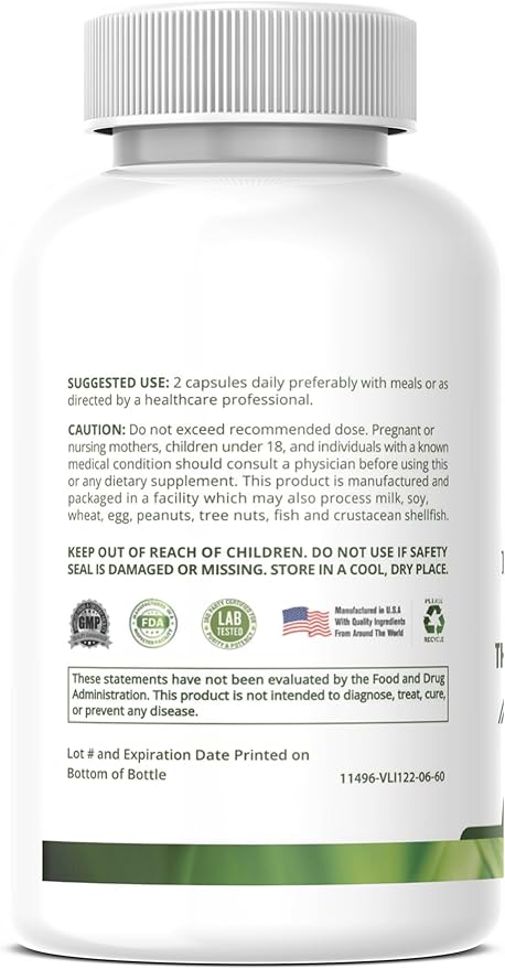 Thyroid Health Formula for Overall Well-Being &amp Metabolism with L-Tyrosine Iodine Zinc B12 Selenium &amp Ashwagandha - Non-GMO Support for Men &amp Women 60 Capsules