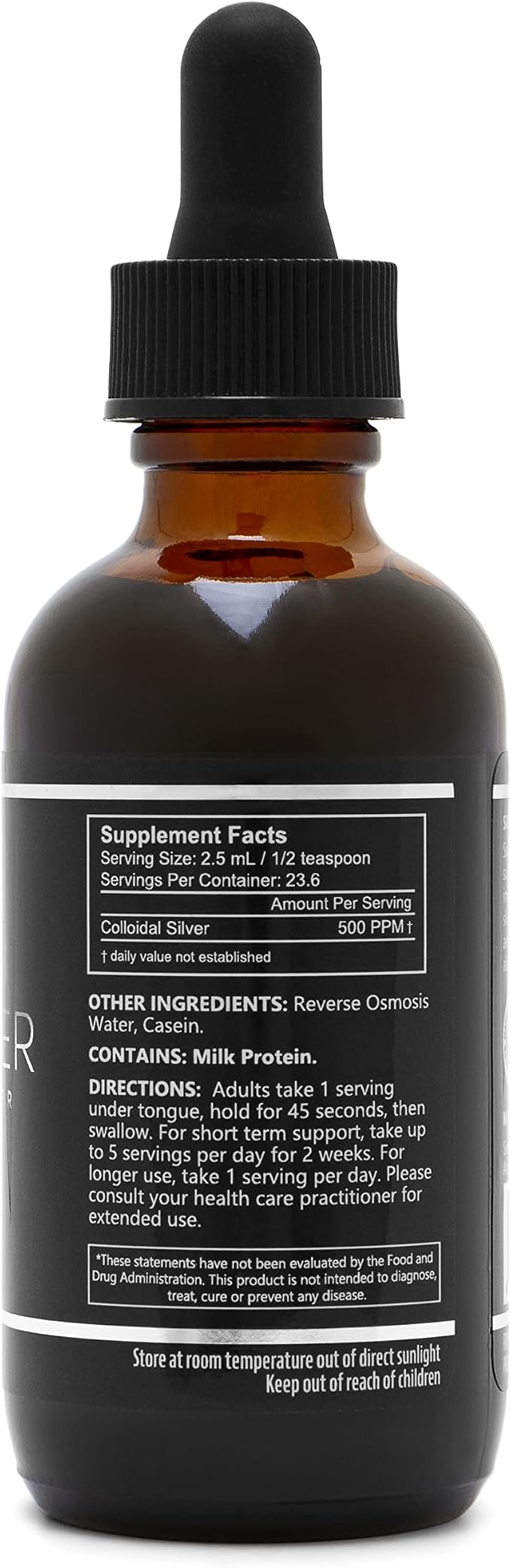 Super Silver 500 PPM Colloidal Silver - 2 Ounce Bottle with Dropper - 2 Pack
