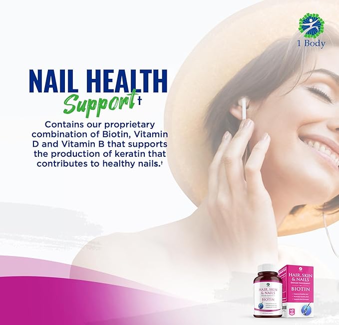 1 Body Hair Skin Nails Vitamin Complex with Biotin - Complete Formula with 26 Essential Vitamins for Men &amp Women - 3 Pack