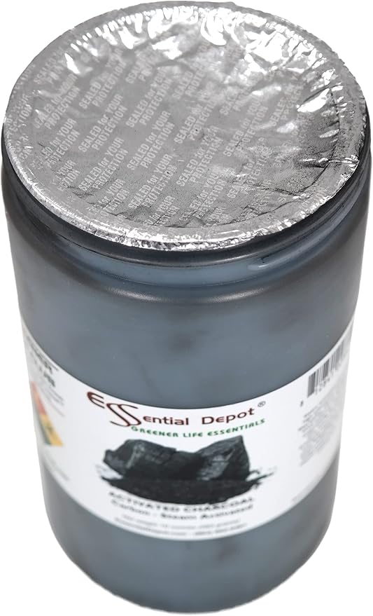 Essential Depot Activated Charcoal Powder - 10 oz - Safety Sealed HDPE Container with Resealable Cap