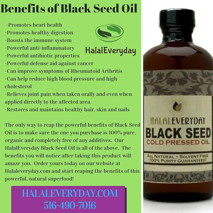 Raw Unrefined Unfiltered Very Dark and potent 100% Pure and Cold Pressed Black Seed (Nigella Sativa) Oil - 64oz - 4-16oz Bottles- NON-GMO and Vegan - 100% Hexane Free Halal Certified