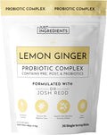 JUST INGREDIENTS Lemon Ginger Probiotic Complex - Prebiotics Probiotics Postbiotics - 30 Sticks