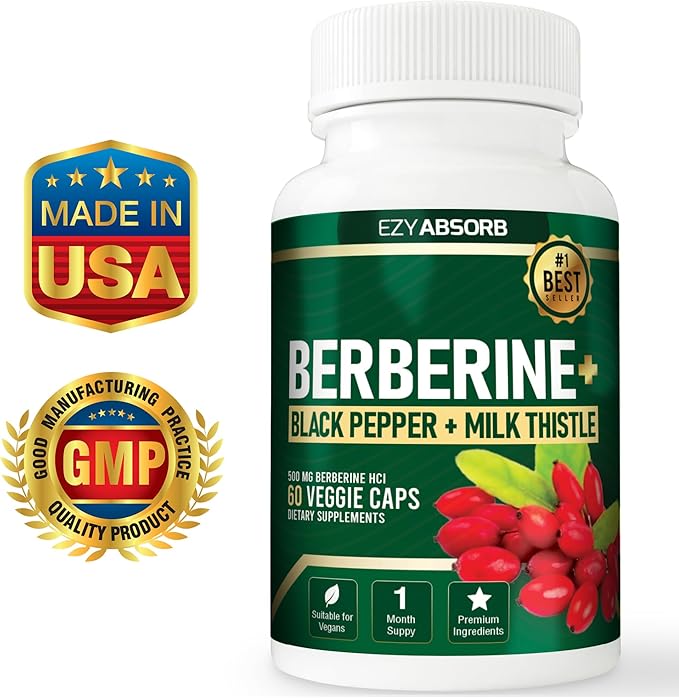 Gluten-Free Berberine 500mg 60 Veggie Capsule w/LA-3 AMPK Metabolic Activator
