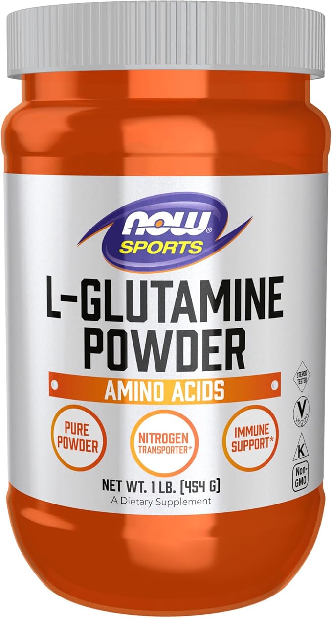 NOW Foods Sports Nutrition L-Glutamine Pure Powder Nitrogen Transporter* Amino Acid 1-Pound