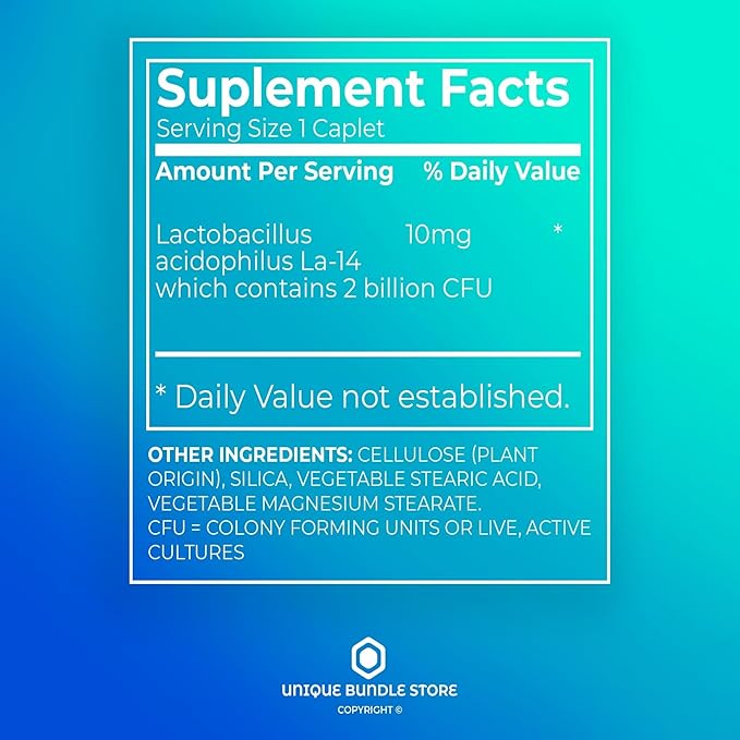 Probiotic Acidophilus 100 Caplets – Probiotic with 2 Billion Active Cultures Digestive Health Probiotics Probioticos for Daily Gut Balance Low Sodium (Pack of 2)