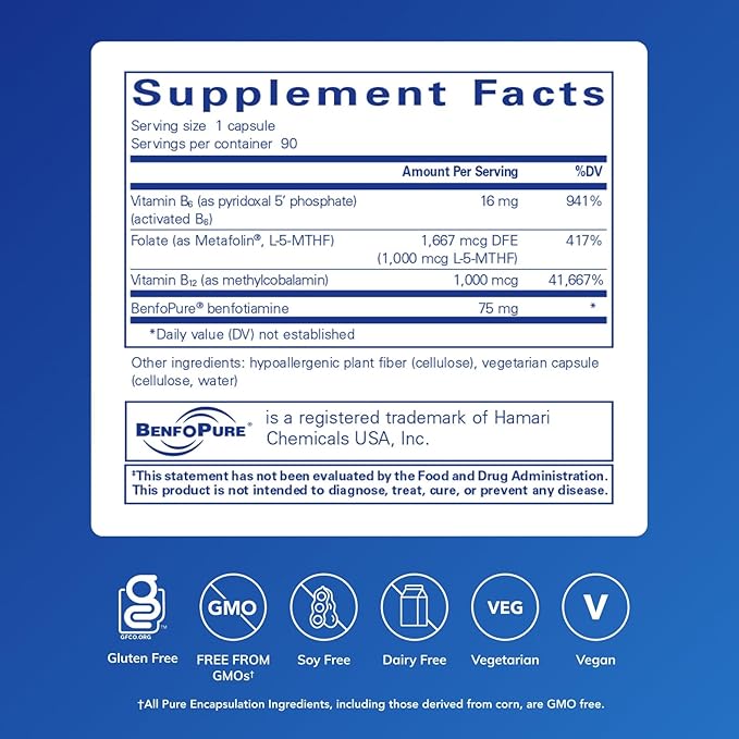 Pure Encapsulations MethylAssist 90's - B Vitamin Complex - Methylation Support* - Heart Health &amp Brain Health - Non-GMO &amp Gluten Free - 90 Capsules