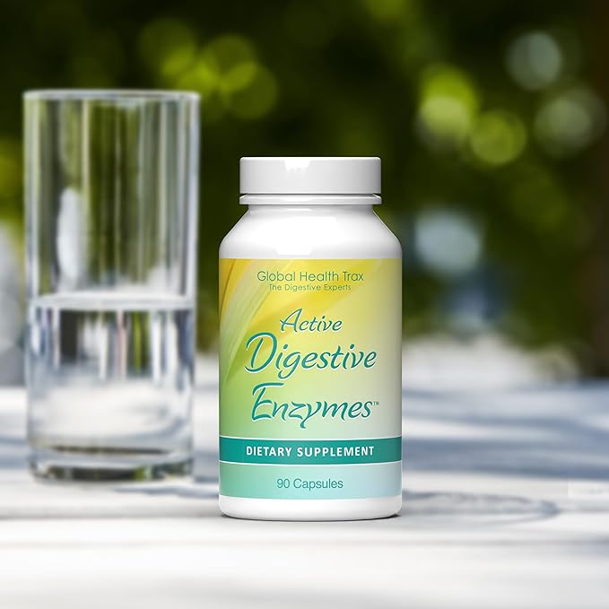 Global Health Trax - Active Digestive Enzymes Supplement 90 Capsules - Comprehensive Digestive Support with Enzymes to Promote Healthy Digestion for Men and Women