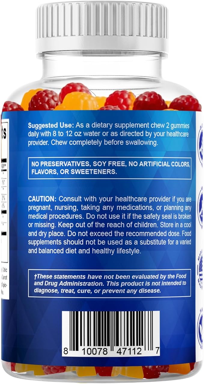 Vitamatic Sugar Free Probiotic Gummies for Men and Women – 5 Billion CFUs - 60Gummies per Bottle | 2 Pack (120 Gummies) Digestive Immune &amp Gut Health Support – Gluten Free